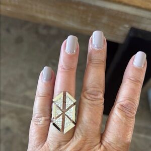 NWT NOIR Elegant Gold and Silver Geometric Ring sz 7